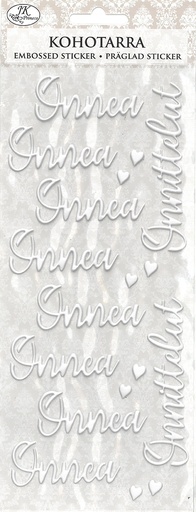 [8990] Embossed sticker Onnittelut valkoinen