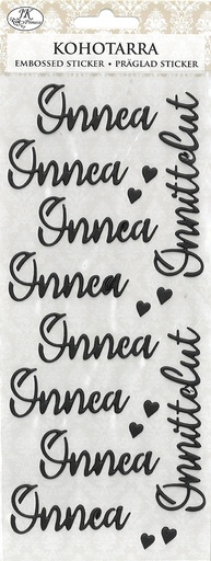 [8992] Embossed sticker Onnittelut musta