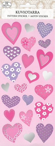 [9103] Pattern sticker Hearts lilac/pink