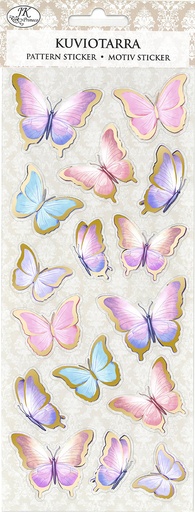 [9104] Pattern sticker Colorful butterflies gold