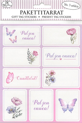 [8505] Gift tag sticker narrow Flora 3 sheets