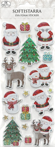 [3761A] Eva foam sticker Happy Christmas characters hologram