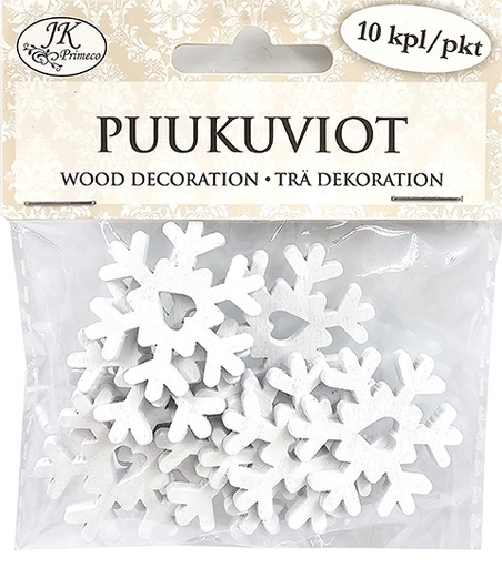 [1495] Wood decorations Snowflake white 10pcs