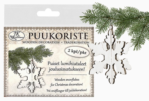[1501] Puukoriste Lumihiutale valkoinen 2kpl