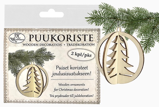[1502] Puukoriste Joulupallo kuusi natur 2kpl