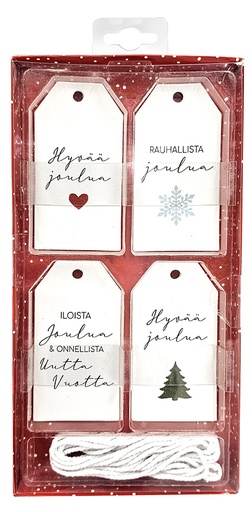 [2074] Gift tag set Joulutekstit valkoinen 20pcs