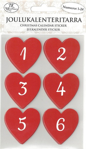 [2311] Christmas calendar sticker Heart red 4 sheets
