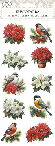 [2709] Pattern sticker Christmas birds and flowers