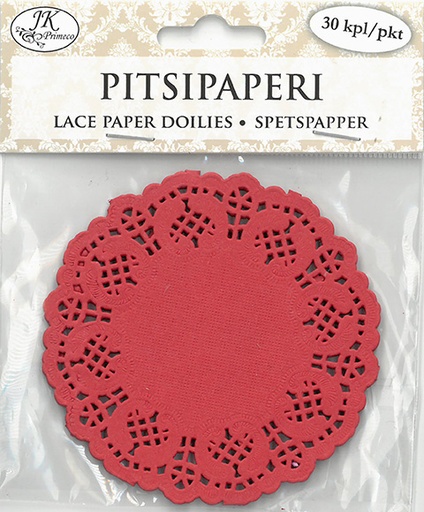 [3320] Lace paper Circle red 30pcs