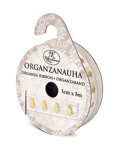 [3493] Organzanauha 1cm x 5m Kuusi kulta 