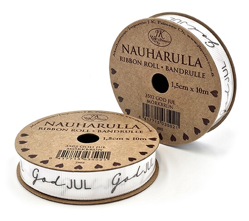 [3502] Ribbon roll 1.5cm x 10m God jul mörkbrun