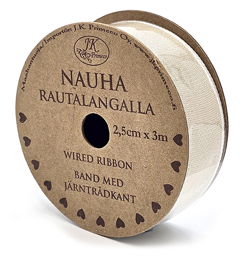 [3543] Nauha rautalangalla 2,5cm x 3m beige