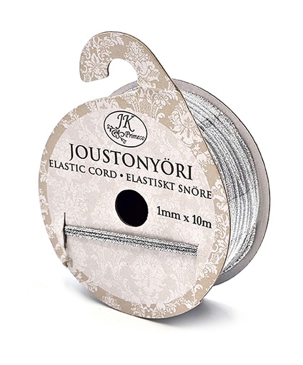 [3737] Elastic cord 1mm x 10m silver glitter
