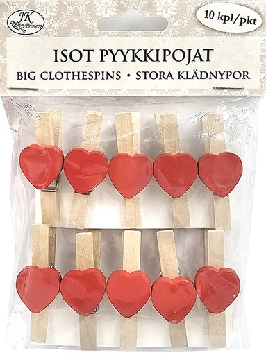 [3800] Isot pyykkipojat Sydän punainen 10kpl