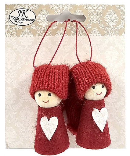 [4006] Decorative Christmas gnomes Heart red 2pcs