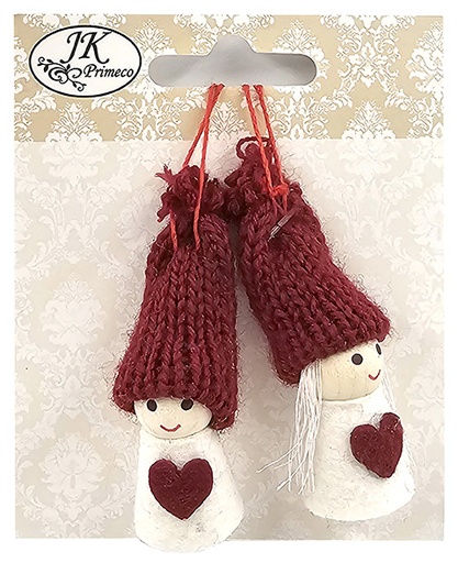 [4007] Decorative Christmas gnomes mini Heart red/white 2pcs