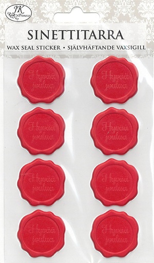 [4195] Wax seal sticker Hyvää joulua punainen