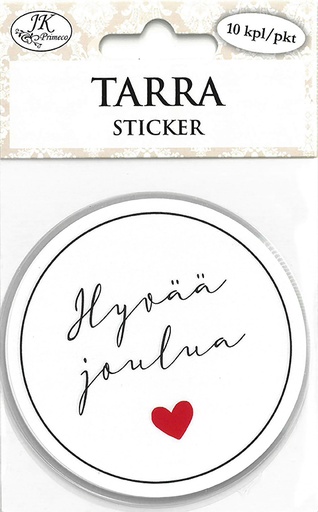 [4258] Sticker round Hyvää joulua valkoinen 10pcs