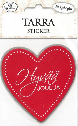[4259] Sticker heart Hyvää joulua punainen 10pcs