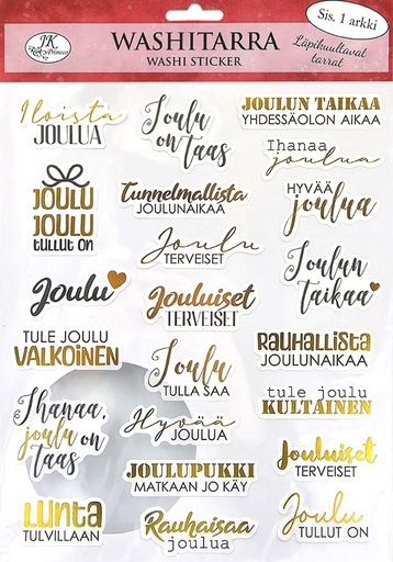 [5158] Washi sticker Joulutekstit musta/kulta