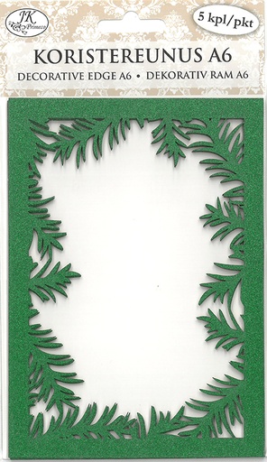 [6985] Decorative edge A6 Twigs green glitter 5pcs