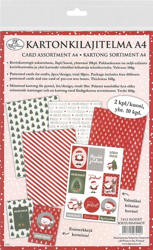 [7412] Card assortment A4 Iloiset jouluhahmot 10pcs