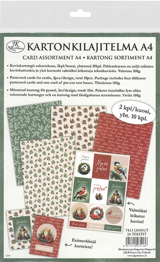 [7413] Card assortment A4 Linnut ja tekstit 10pcs