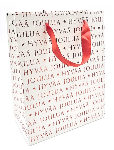 [7444] Lahjakassi M Hyvää joulua punafolio valkoinen