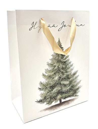 [7445] Gift bag M Kuusi ja teksti kultafolio