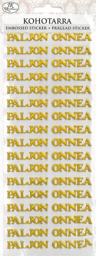 [8993] Embossed sticker Paljon onnea kulta