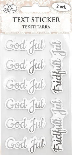 [9023] Text sticker God jul silver 2 sheets