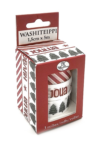 [9202] Washiteippi 1,5cm x 5m Joulu punainen 3rll