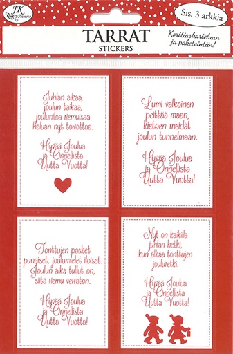 [4280] Sticker Joulutoivotukset punainen 3 sheets