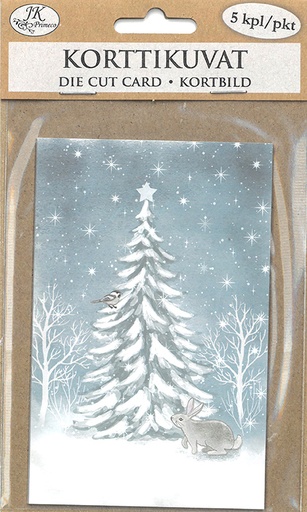 [4719] Die cut card Winter forest bunny 5pcs