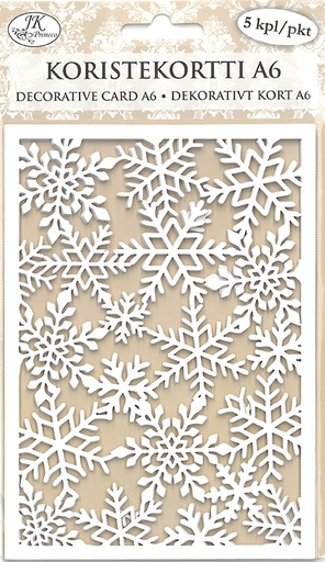 [6989] Decorative card A6 Big snowflakes white 5pcs