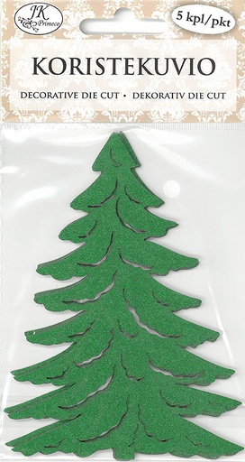[6992] Decorative die cut Spruce green glitter 5pcs