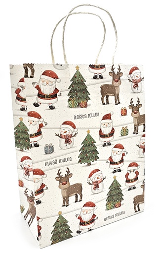[7315] Gift bag M Iloiset jouluhahmot valkoinen