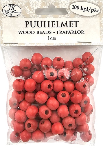 [3942] Puuhelmet 1cm punainen 100kpl