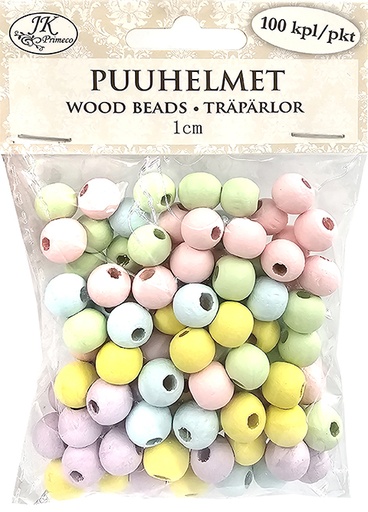 [3943] Puuhelmet 1cm pastellilajitelma 100kpl