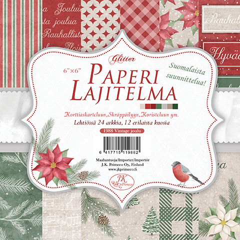 [1988] Paperilajitelma 6x6 Joulu vintage glitter