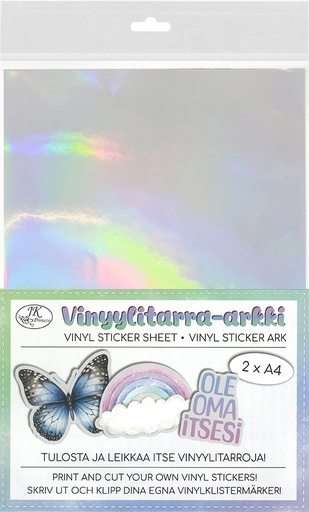 [2392] Vinyylitarra A4 hologrammi hopea 2ark