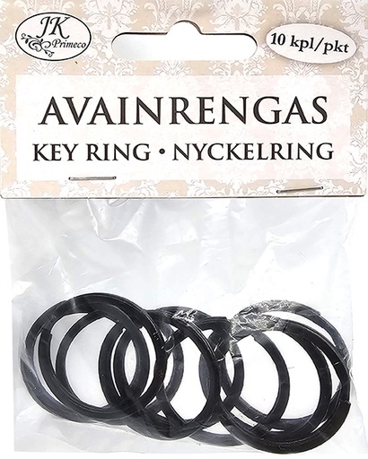 [6865] Avainrengas 2,5cm musta 10kpl