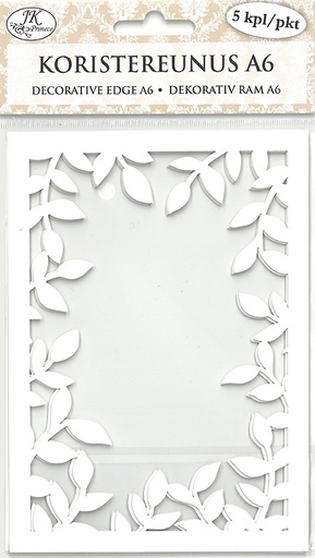 [6995] Decorative edge A6 Leaves white 5pcs