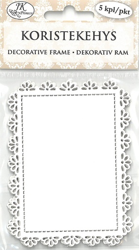 [6996] Decorative frame Rectangle flower white 5pcs