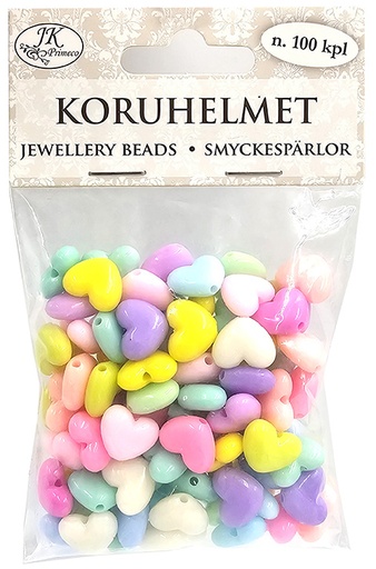 [7117] Jewellery beads Heart pastel 100pcs