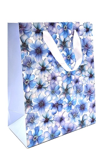 [7446] Gift bag M Flower blue