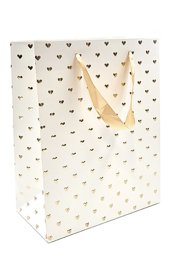 [7449] Gift bag M Embossed heart gold foil