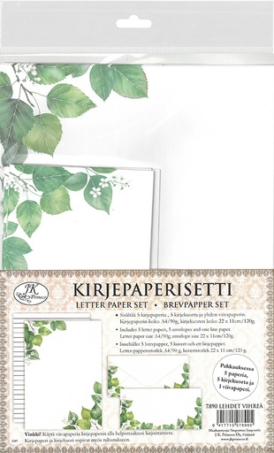 [7890] Kirjepaperisetti Lehdet vihreä 5kpl+5kpl