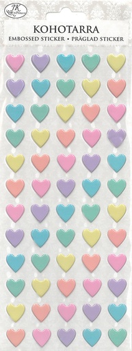 [8975] Embossed sticker Hearts pastel