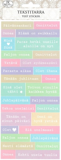 [9004] Text sticker Toivotukset ja onnittelut pastelli